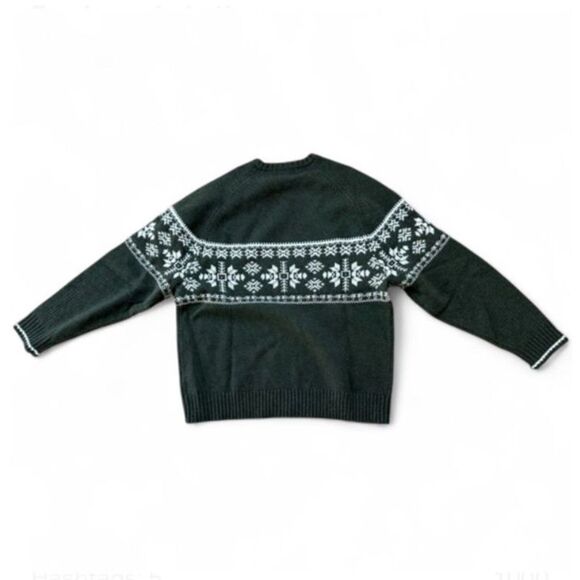 Vintage Eddie Bauer Green and White Lambswool Crewneck Sweater XL - Picture 3 of 4